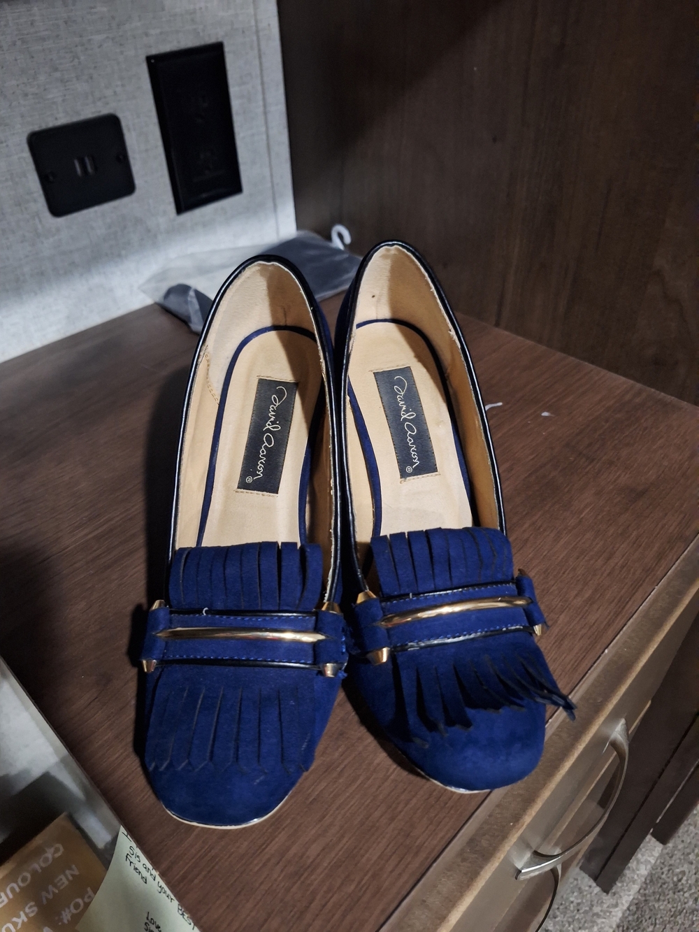 Navy Fringe Loafers for Women